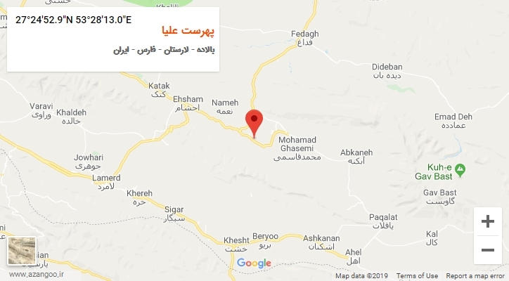 روستای پهرست علیا بر روی نقشه