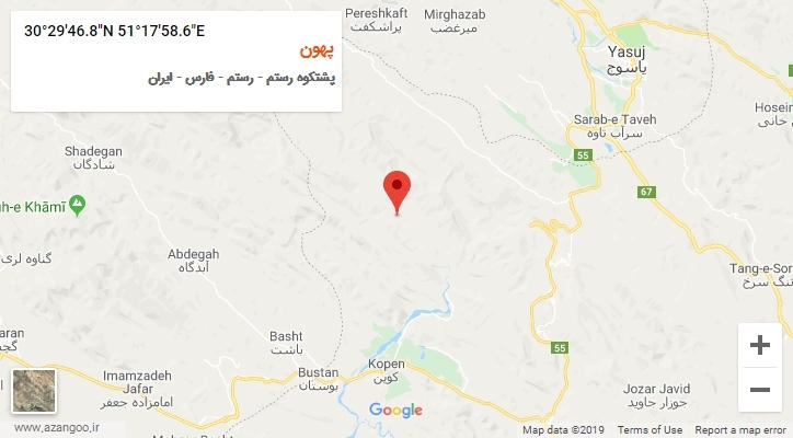 روستای پهون بر روی نقشه