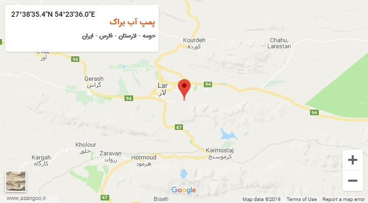 روستای پمپ آب براک بر روی نقشه
