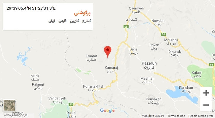 روستای پرگوشتی بر روی نقشه