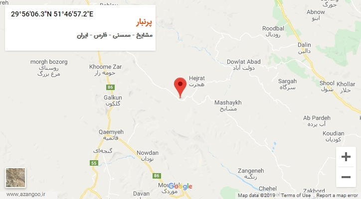 روستای پرنبار بر روی نقشه