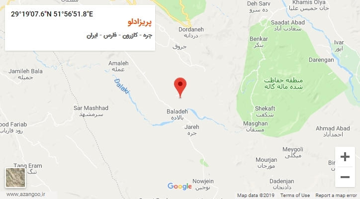 روستای پریزادلو بر روی نقشه
