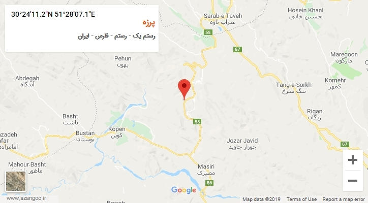 روستای پرزه بر روی نقشه