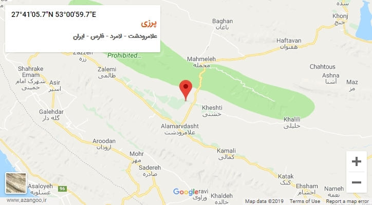 روستای پرزی بر روی نقشه