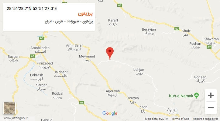 روستای پرزیتون بر روی نقشه