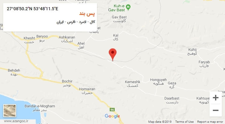 روستای پس بند بر روی نقشه