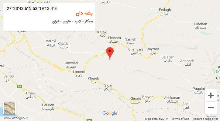 روستای پشه دان بر روی نقشه