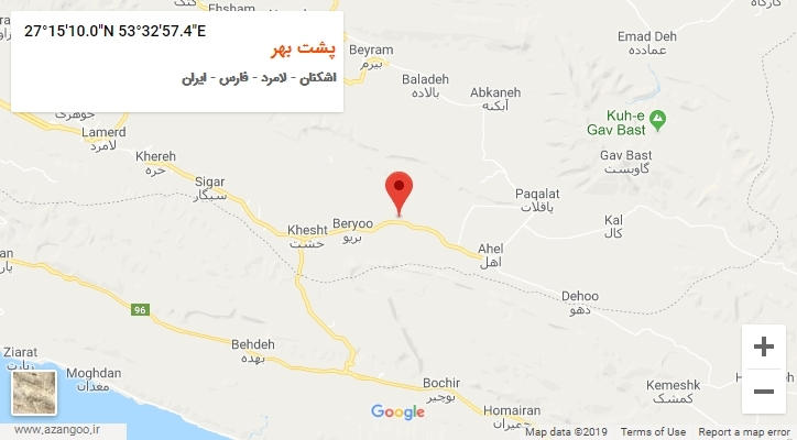 روستای پشت بهر بر روی نقشه