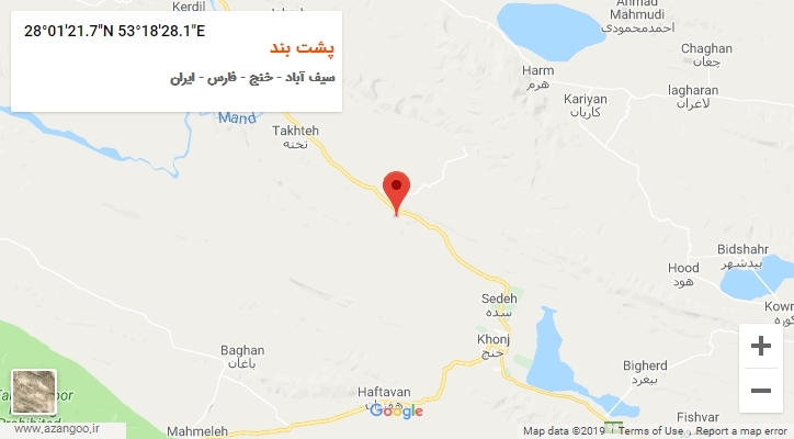 روستای پشت بند بر روی نقشه