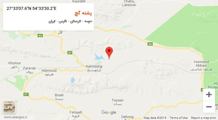 روستای پشته گچ بر روی نقشه