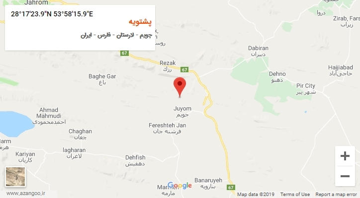 روستای پشتویه بر روی نقشه