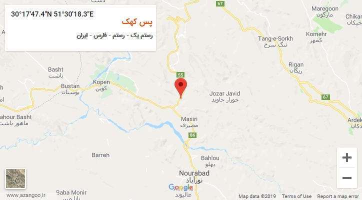 روستای پس کهک بر روی نقشه