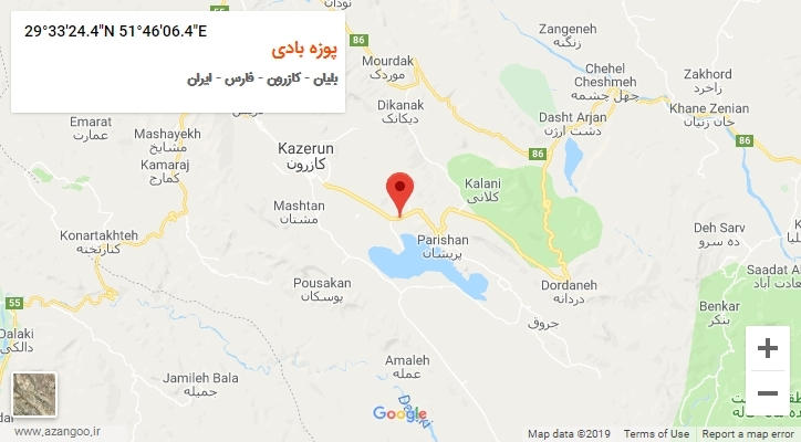 روستای پوزه بادی بر روی نقشه