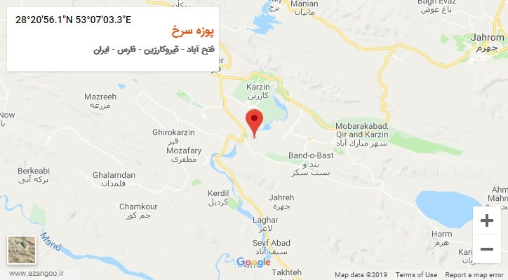 روستای پوزه سرخ بر روی نقشه