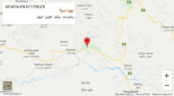 روستای پوزه سرنا بر روی نقشه