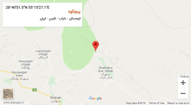 روستای پیچکوه بر روی نقشه