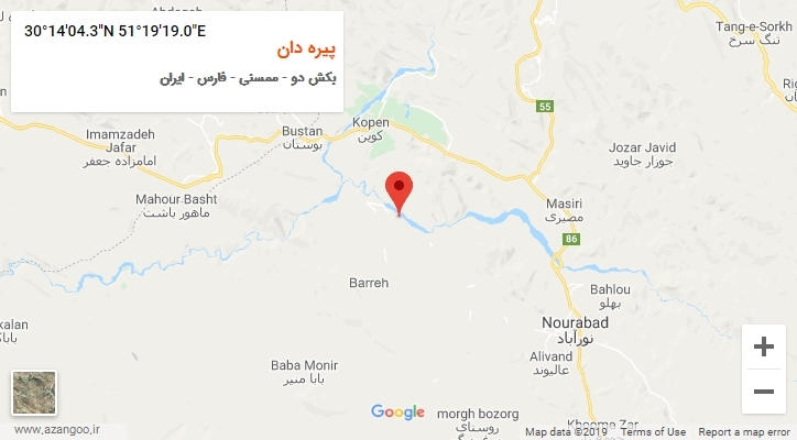 روستای پیره دان بر روی نقشه