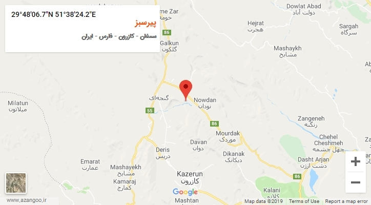 روستای پیرسبز بر روی نقشه