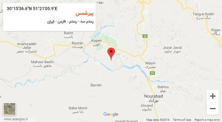 روستای پیرشمس بر روی نقشه