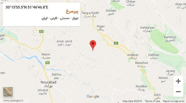 روستای پیرسرخ بر روی نقشه