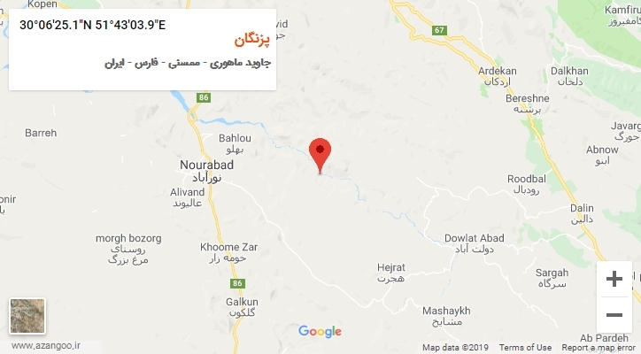 روستای پزنگان بر روی نقشه