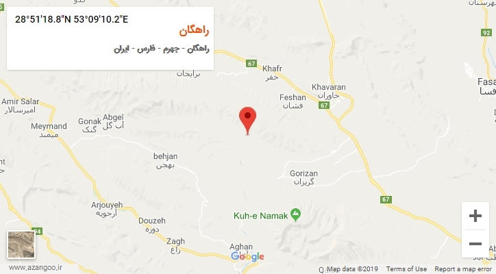 روستای راهگان بر روی نقشه