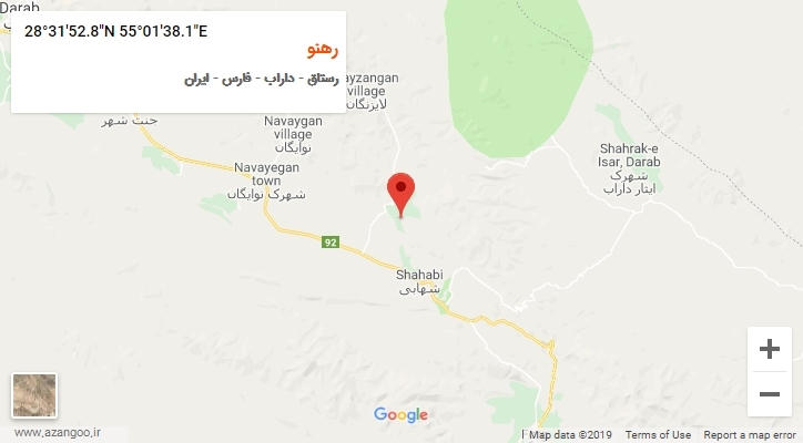 روستای رهنو بر روی نقشه