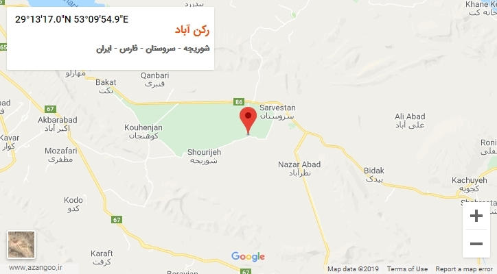 روستای رکن آباد بر روی نقشه