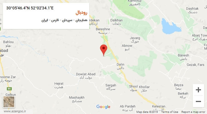 روستای رودبال بر روی نقشه
