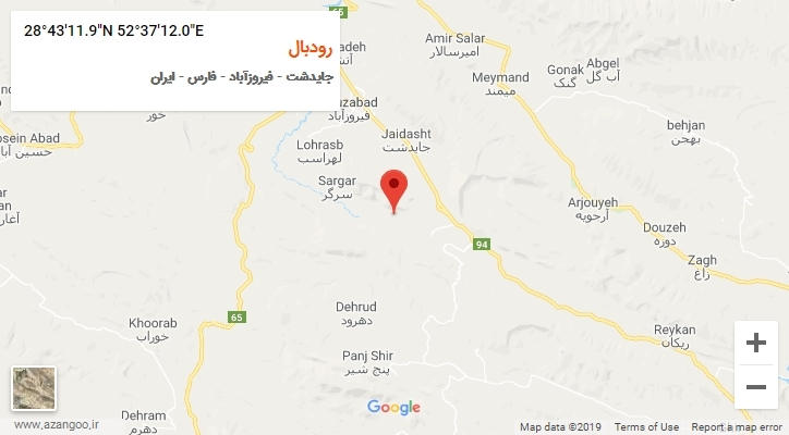 روستای رودبال بر روی نقشه