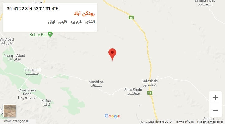 روستای رودکن آباد بر روی نقشه
