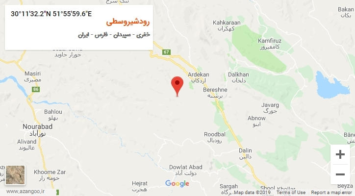 روستای رودشیروسطی بر روی نقشه