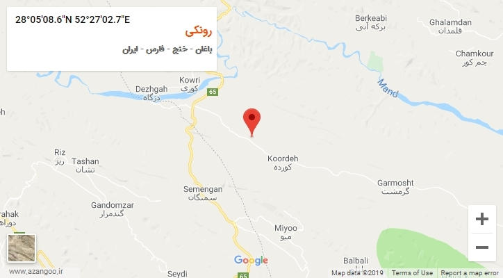 روستای رونکی بر روی نقشه