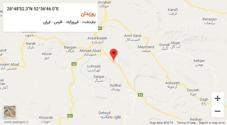 روستای روزبدان بر روی نقشه