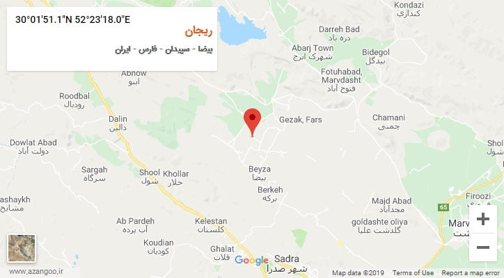 روستای ریجان بر روی نقشه