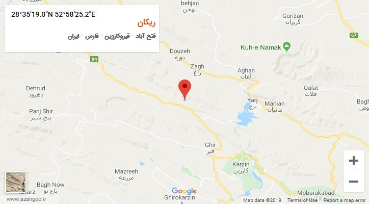 روستای ریکان بر روی نقشه