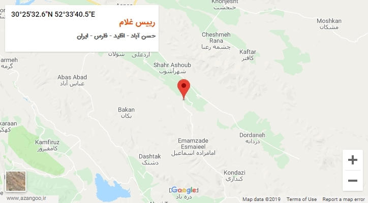 روستای رییس غلام بر روی نقشه