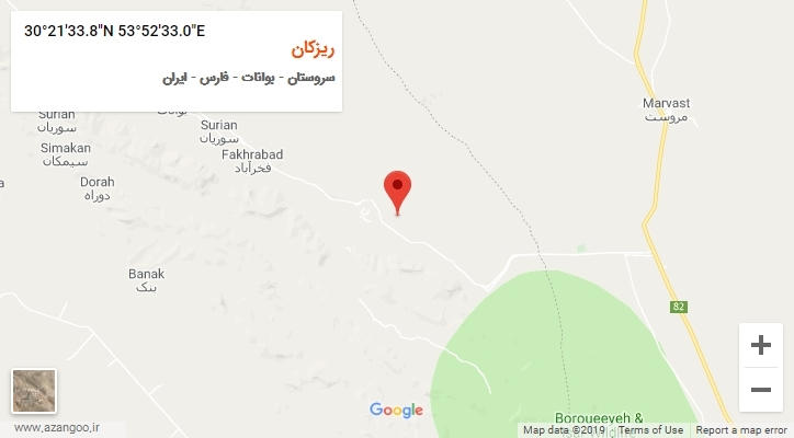 روستای ریزکان بر روی نقشه