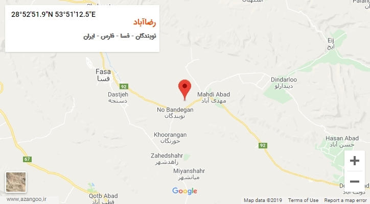 روستای رضاآباد بر روی نقشه