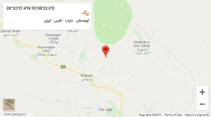 روستای رزک بر روی نقشه