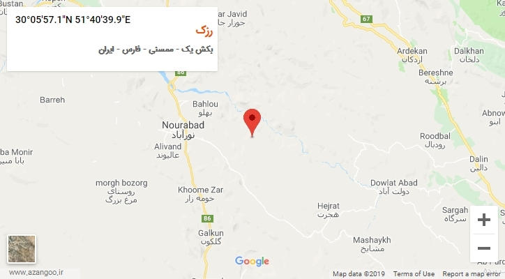 روستای رزک بر روی نقشه