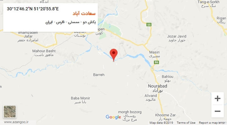 روستای سعادت آباد بر روی نقشه