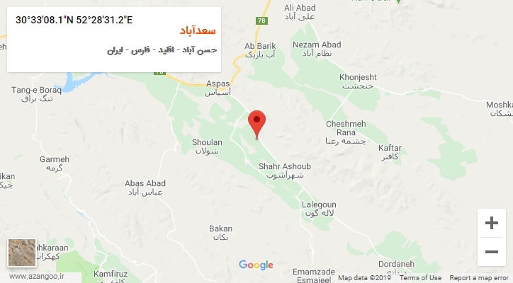 روستای سعدآباد بر روی نقشه