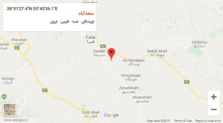 روستای سعدآباد بر روی نقشه