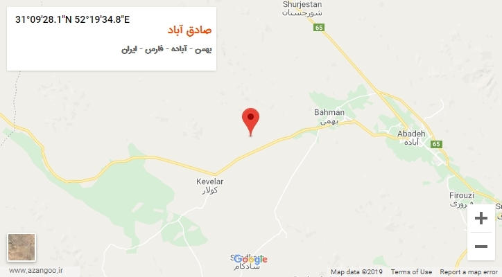 روستای صادق آباد بر روی نقشه