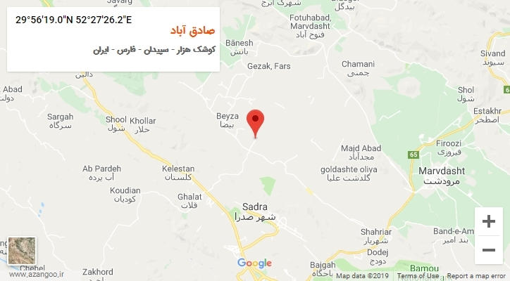 روستای صادق آباد بر روی نقشه