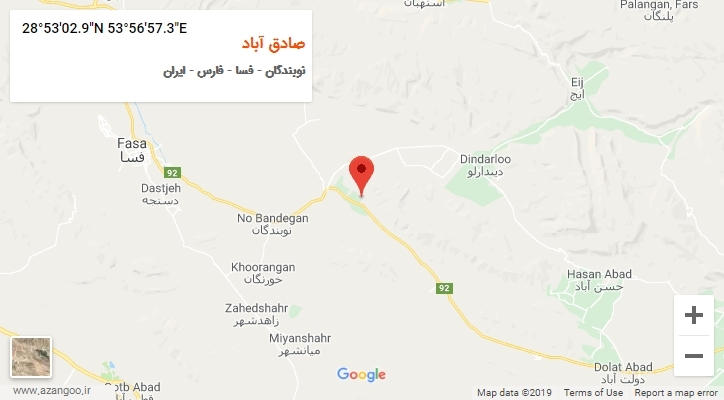 روستای صادق آباد بر روی نقشه