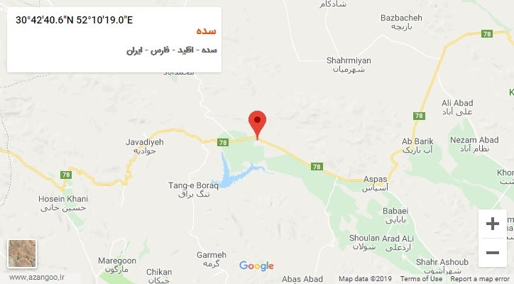 روستای سده بر روی نقشه
