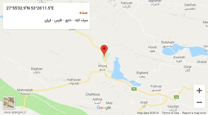 روستای سده بر روی نقشه