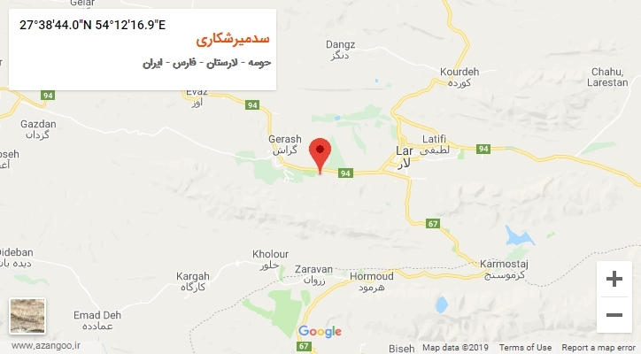 روستای سدمیرشکاری بر روی نقشه